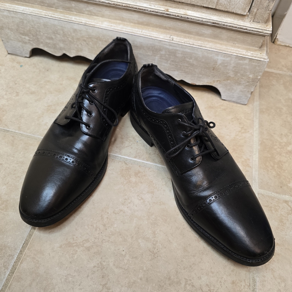 Cole Haan Black Men's Ross Dustin Cap Brogue Oxford Dress Shoes